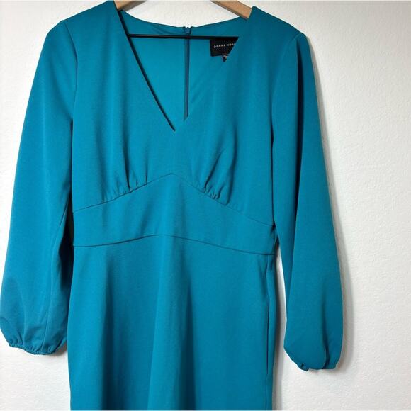 DONNA MORGAN WOMEN'S LONG SLEEVE V-NECK DRESS SIZE US 10 OCEAN DEPTHS - Picture 6 of 6